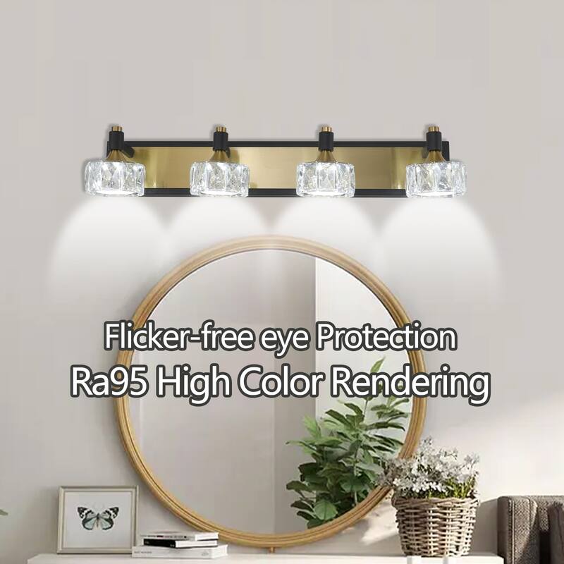 LED Bathroom 4-Light Modern Crystal Vanity Light Over Mirror