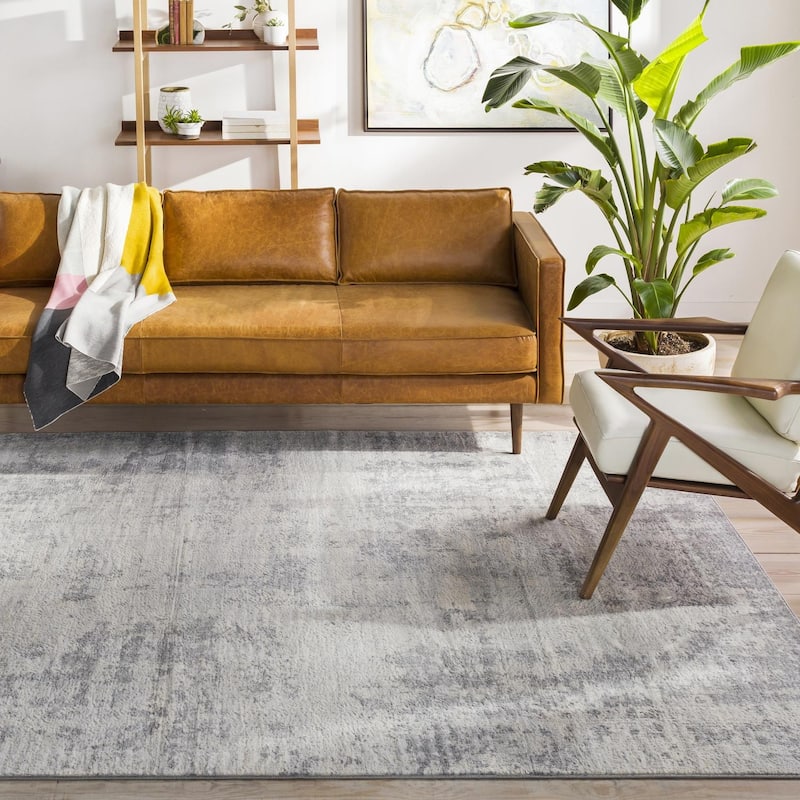 Livabliss Monaco Minimalist Abstract Area Rug - Silver/Grey - 2' x 2' 11"