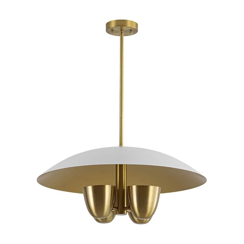 Mid-Century Modern 4-Light Flat Dome Pendant Chandelier