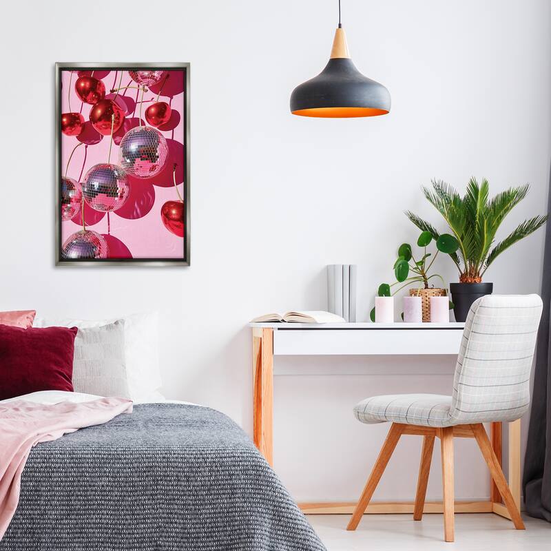 Stupell Cherry Disco Fruits Framed Floater Canvas Wall Art Design By LSR Design Studio