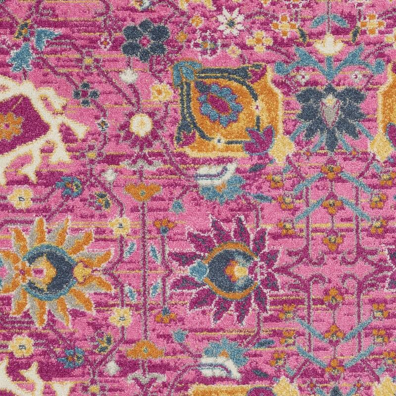 Caki Power Loomed Geometric Floral Area Rug By HomeRoots - 8' Round