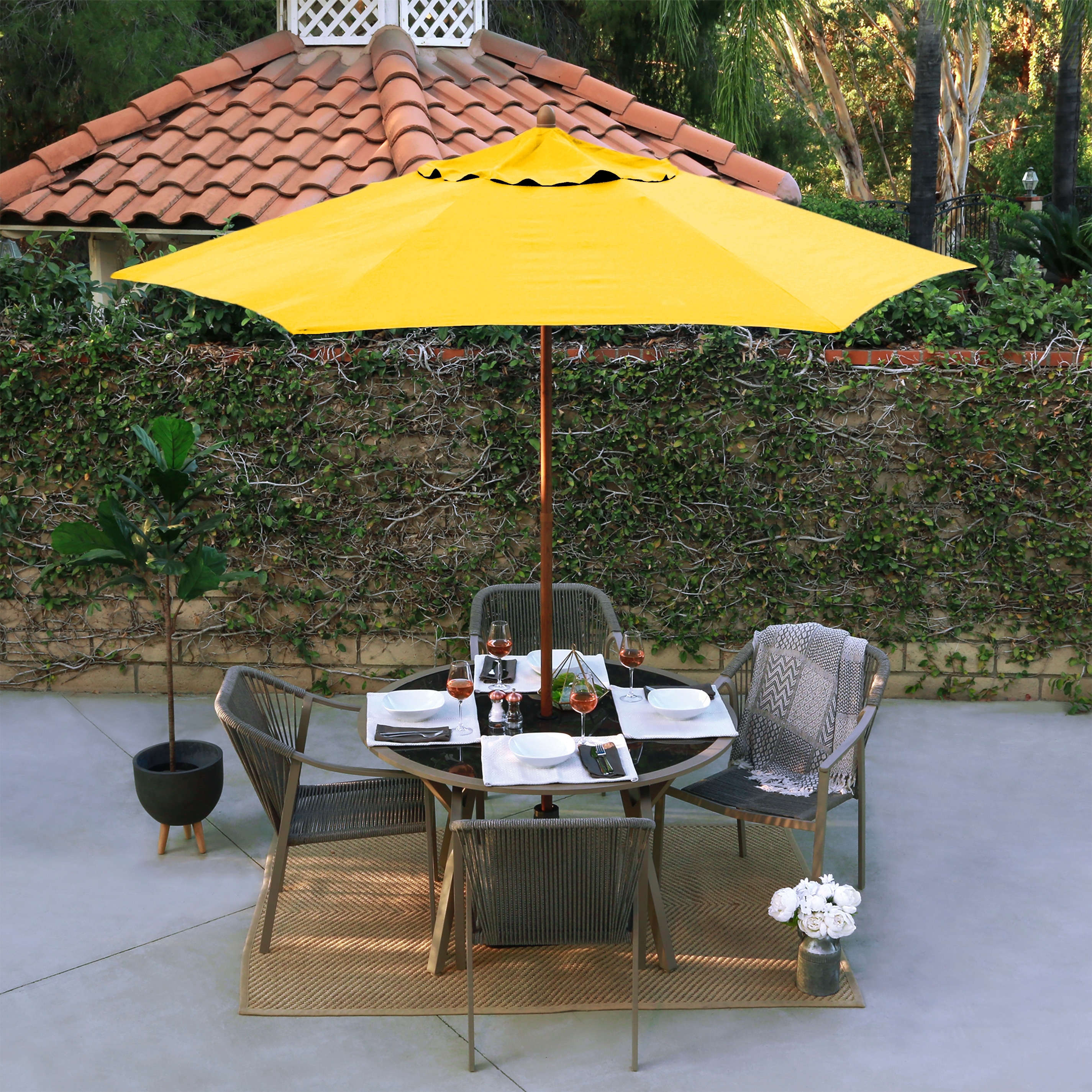 at home patio umbrella wood KXWOQ3ED Outdoor Striped Umbrella, 9ft Wooden Beach Umbrella, UV Protection Garden Parasol, Market Table Sun for Backyard Pool(Color:Black+White) : Patio, Lawn & Garden And the poles are removable for easy installation and storage Selecting the Best Patio Umbrella