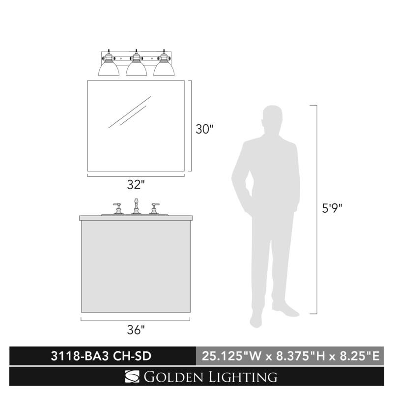 Golden Lighting Hines 3 Light 25" Wide Bathroom Vanity Light with