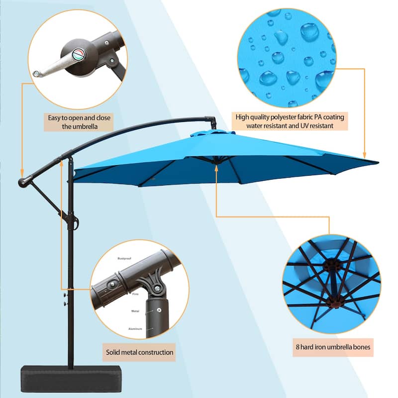 Aoodor 10 ft. Patio Offset Hanging Cantilever Patio Umbrella