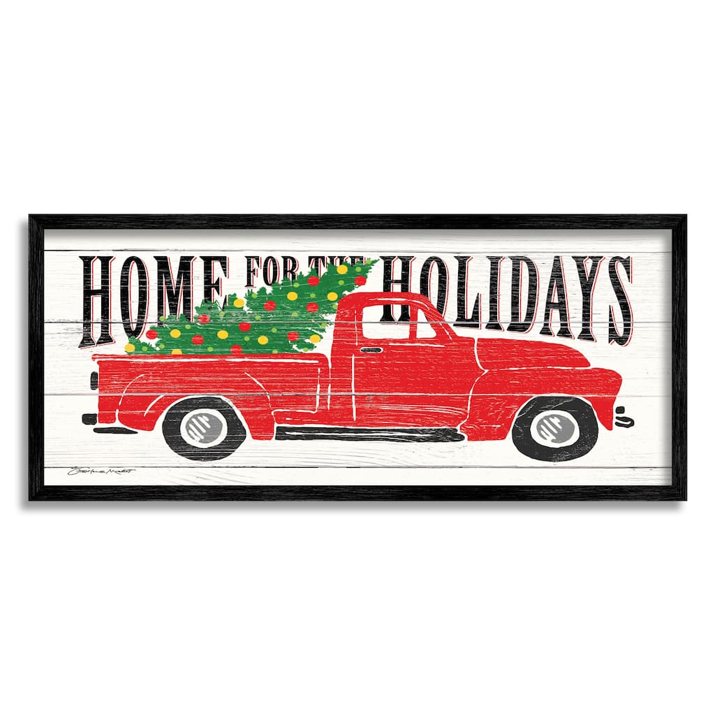 Stupell Home For Holidays Phrase Vintage Red Truck Christmas Framed Wall Art - Green