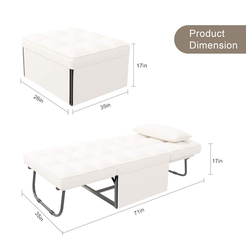 Convertible Sofa Bed Sleeper Sofa Chair Couch Folding Ottoman Recliner Chairs for Living Room
