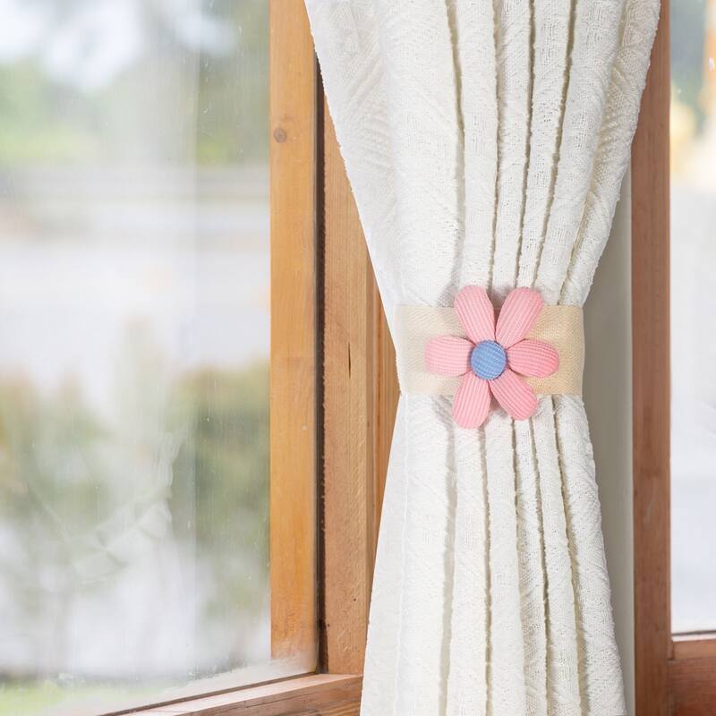 Curtain Tiebacks, 2 Pack Cute Flower Curtain Ties, Six-petal - Light Pink