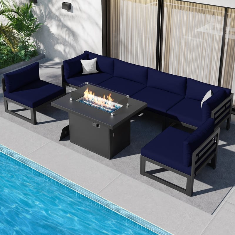 FINCATI Aluminum Outdoor Patio Furniture Conversation Sectional Sofa Set