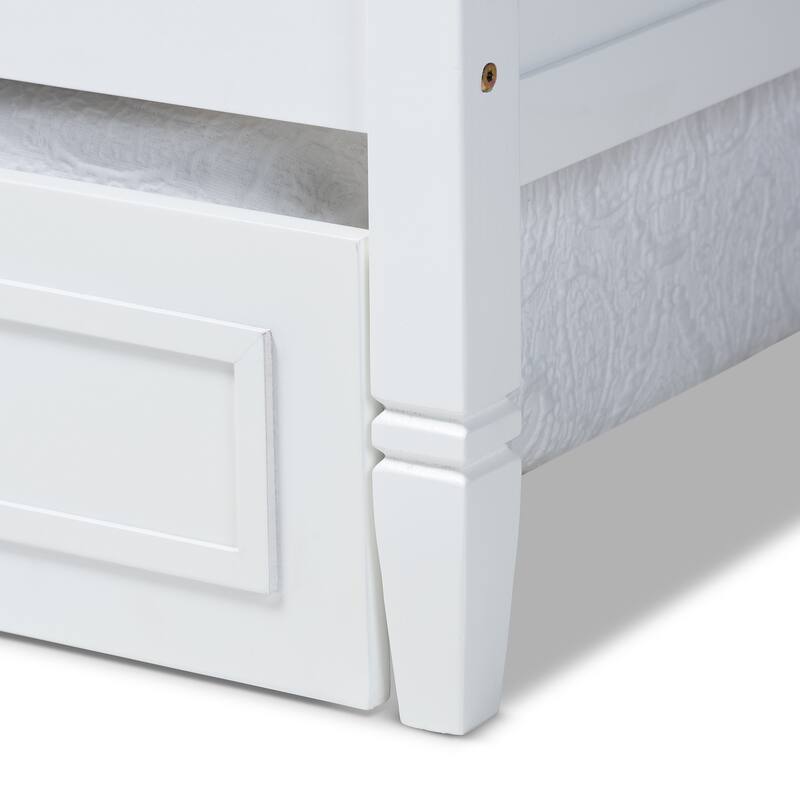 Twin Size Daybed with Trundle - Classic Wood Daybed for Guest Room, Living Room - White Finish