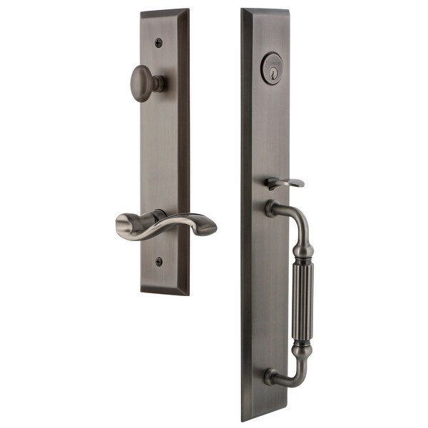 Grandeur FAVFGRPRT_ESET_238_RH Fifth Avenue Solid Brass Rose Right Handed Keyed Entry Single Cylinder Full Plate "F" Grip
