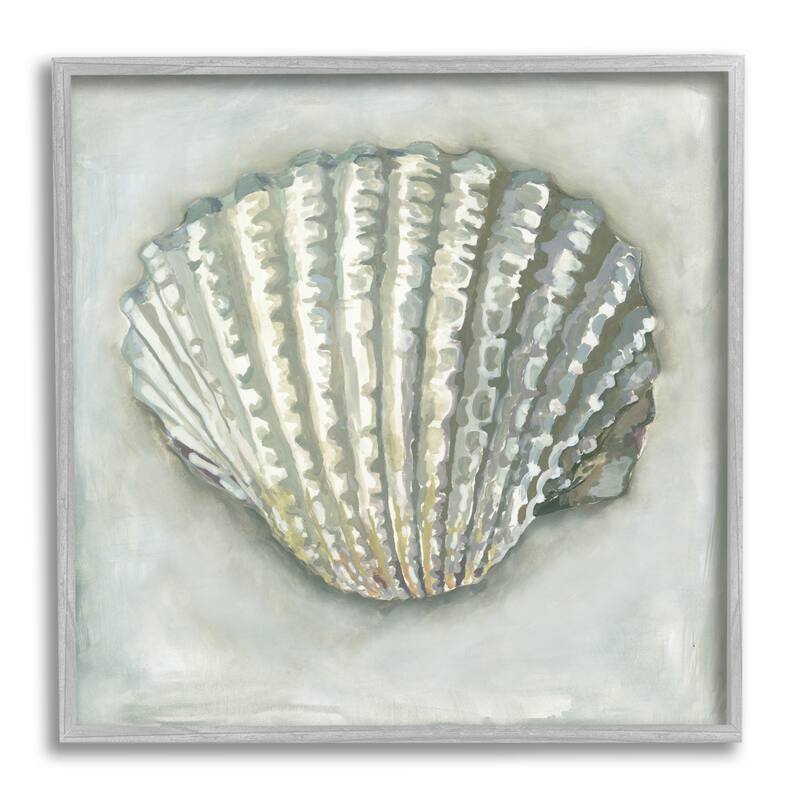 Stupell Clam Shell Nautical Grey Framed Giclee Texturized Wall Art, Design By Erica Christopher - 24 x 24 - Grey