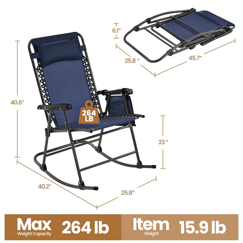Yaheetech 2pcs 26in Rocking Chair Foldable Outdoor Lounge Chair
