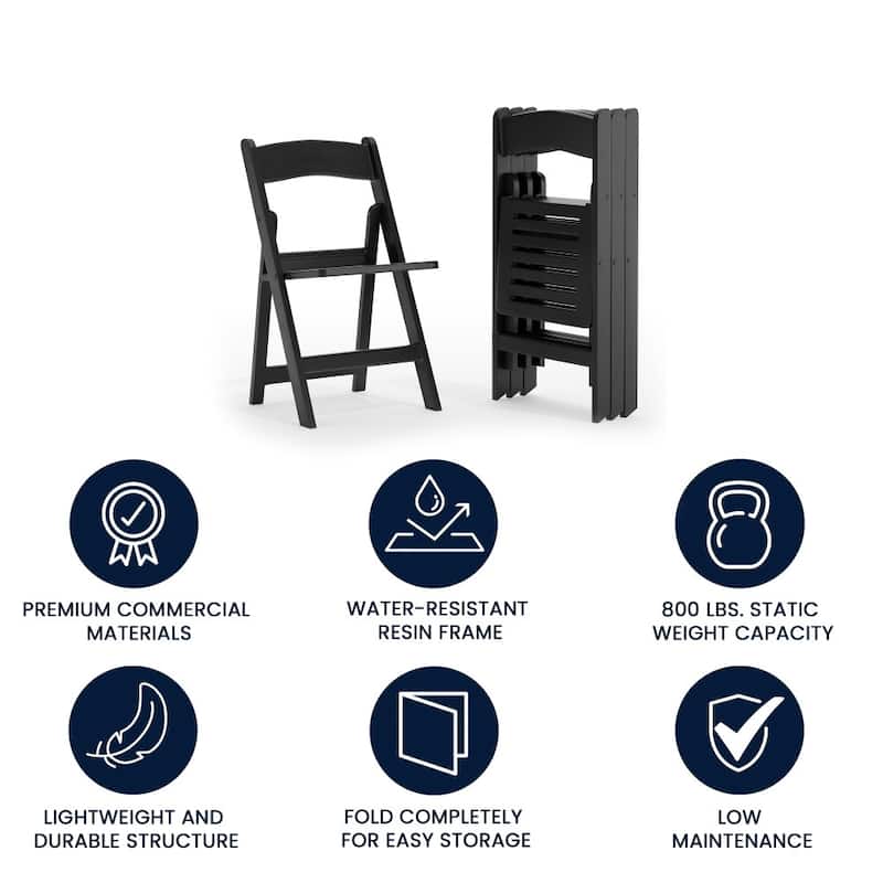 4 Pack 1000 lb. Capacity White Resin Folding Chair with Slatted Seat - 18"D x 17.5"W x 30.75"H