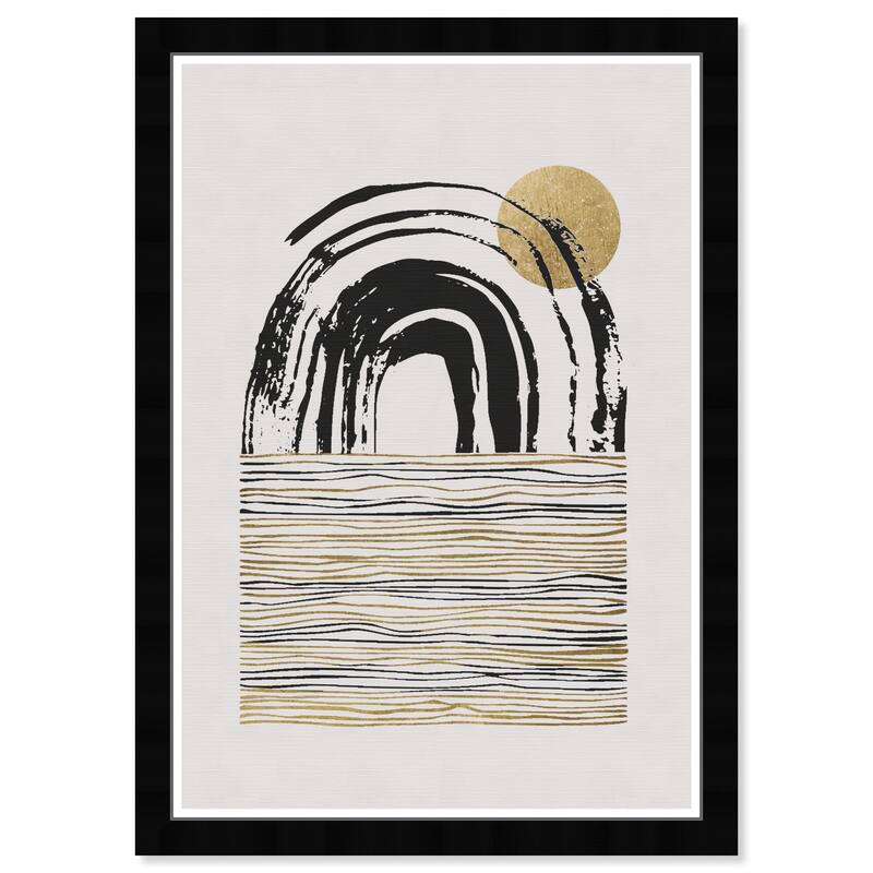 Wynwood Studio Prints Abstract Motions in Gold Black and Metallic Gold Modern & Contemporary Wall Art Canvas Print