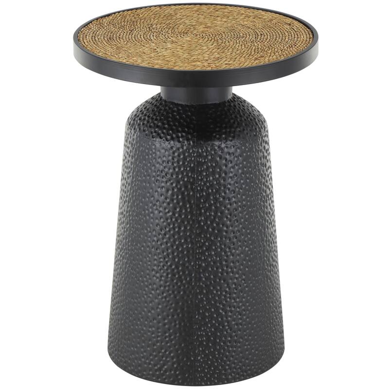 Black Metal Handmade Accent Table with Rope Tabletop