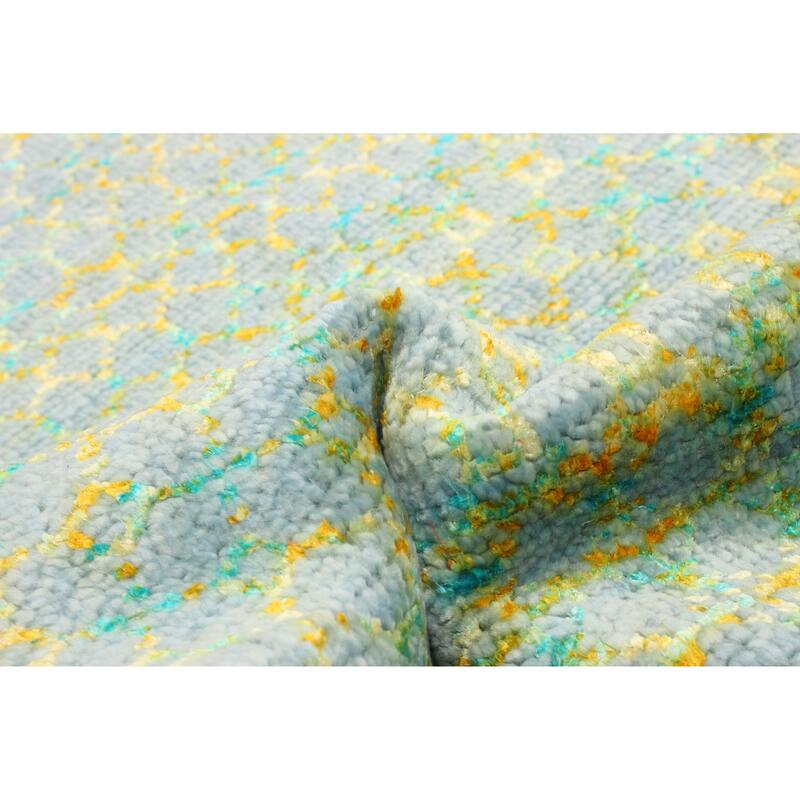 ECARPETGALLERY Hand-knotted Silk Shadow Grey Viscose, Wool Rug - 4'0 x 6'1