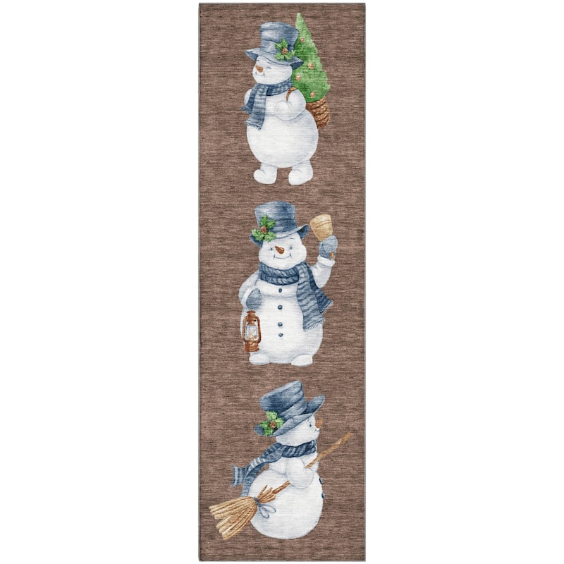 Premium Washable Super Soft Winter Holiday Snowman Mayfield Rug