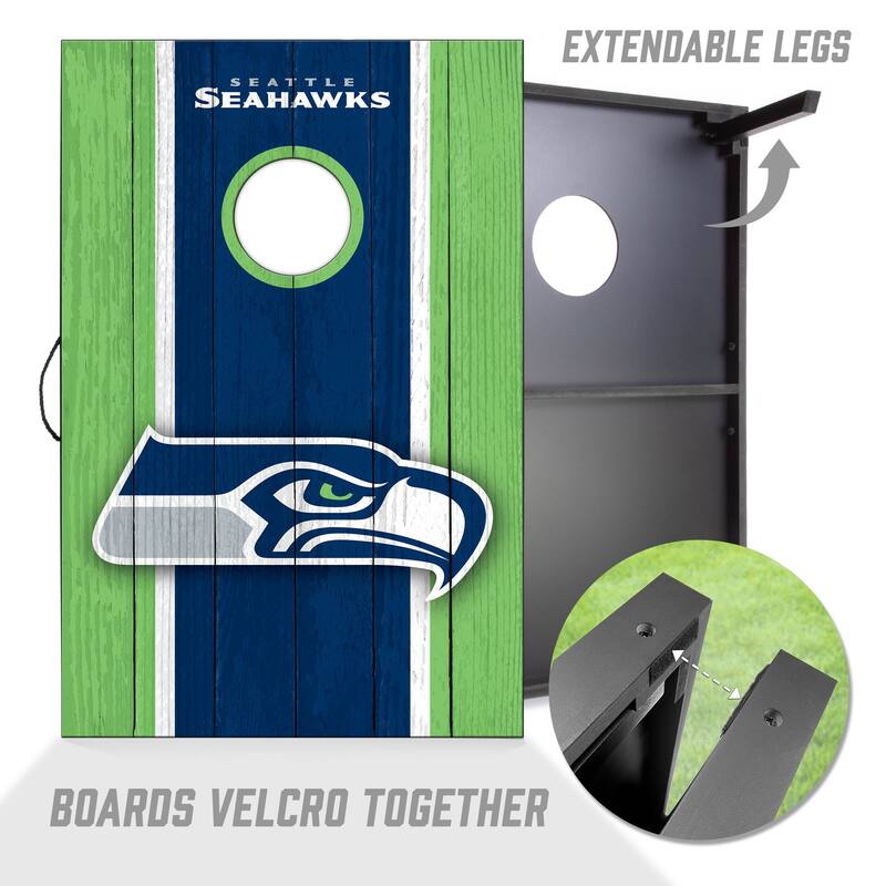 Seattle Seahawks NFL Compact 2x3 Tailgate Cornhole Board Set