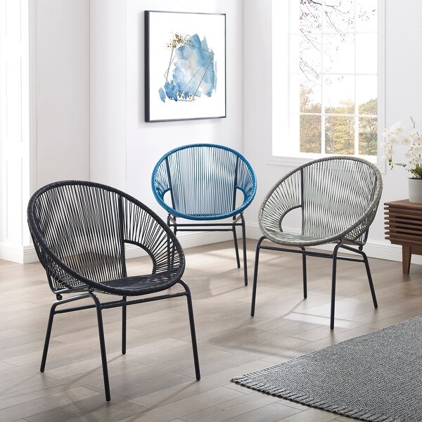 Corvus Sarcelles Woven Wicker Indoor/Outdoor Chairs (Set of 2). Opens flyout.