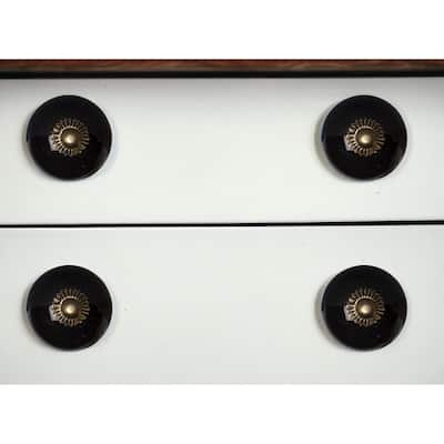 HomeRoots Set of Eight Brown And Black Ceramic And Metal Drawer Pull Knobs - 1.5' X '1.5' X '1.5