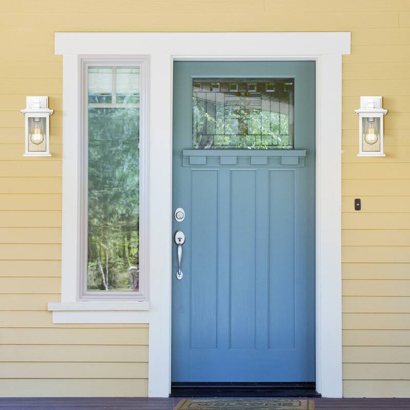 Exterior Lantern Wall Mount Light Fixture with Seeded Glass for Porch