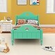 preview thumbnail 1 of 26, Twin Size Toddler Bed with Safety Rails and Love Design Cutouts - Solid Wood Construction, Macaron Colors, Easy Access Green