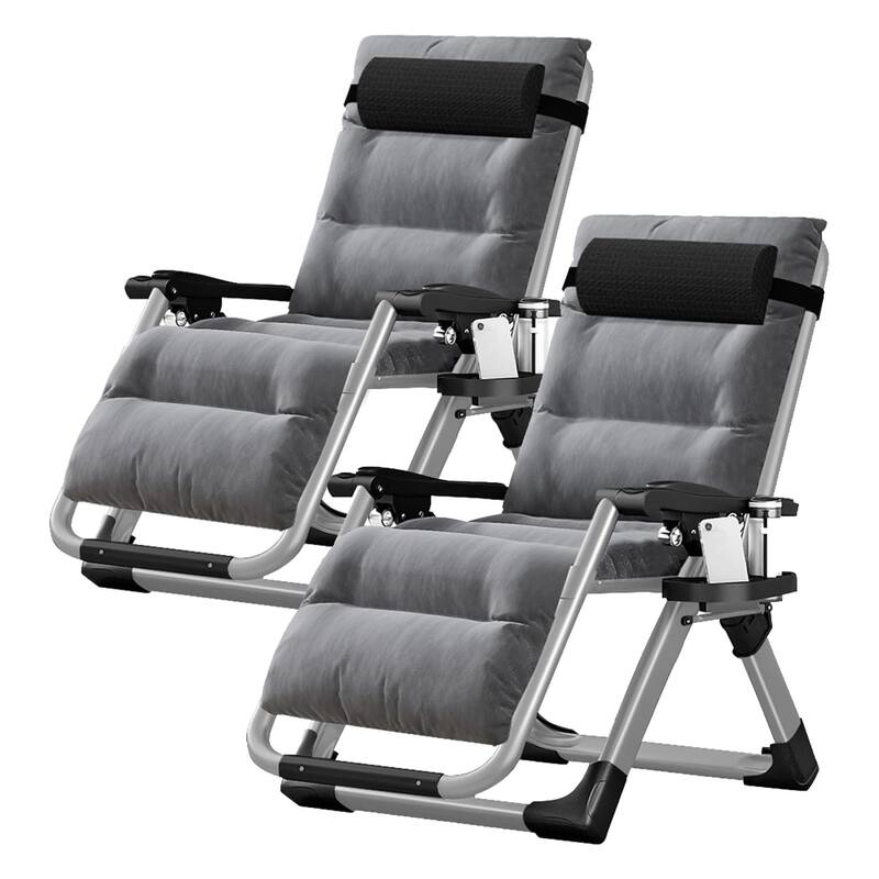 DoCred Zero Gravity Chair Lawn Lounger Chair with Pillow 2pcs - Grey