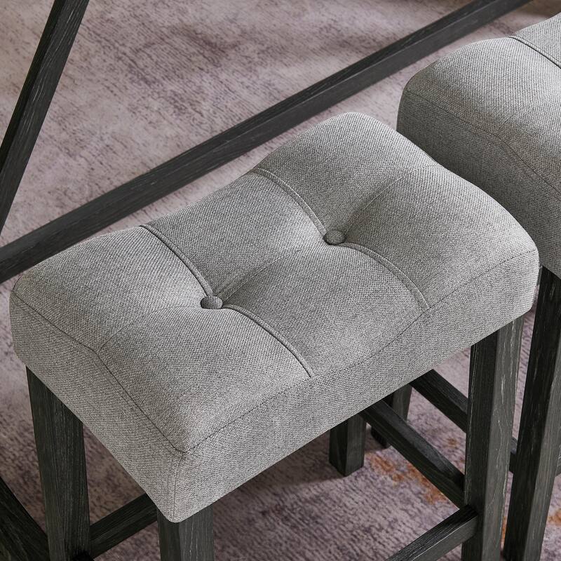 59" Bar Table Set with Power Outlet, Industrial Breakfast Table with 3 Stools, 4 Piece Counter Height Bar Table and Chair Set