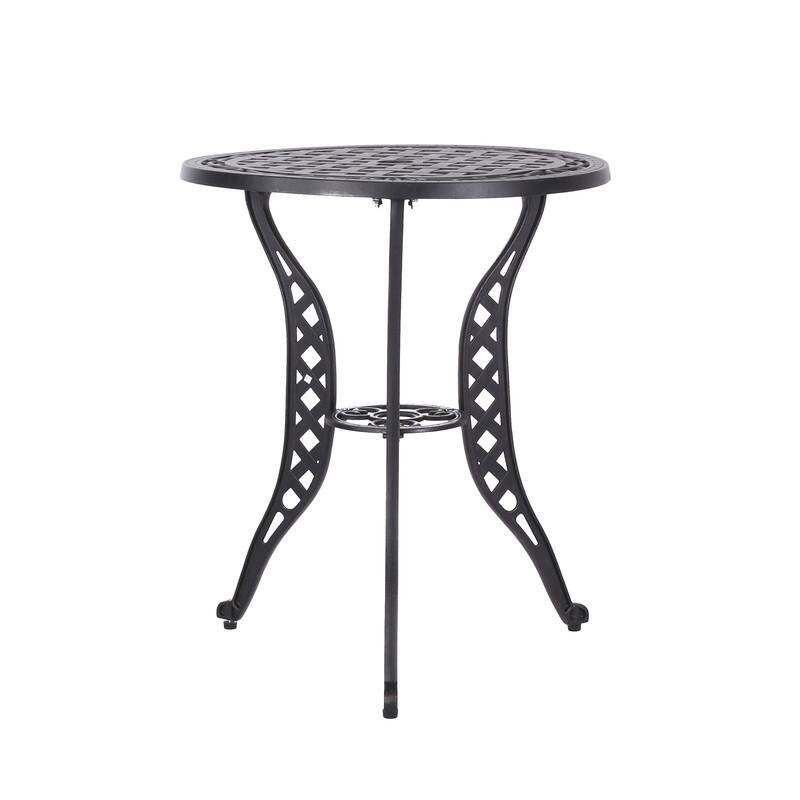 3-Piece Metal Bistro Set - Curved Cast Aluminum Outdoor Table and Chairs
