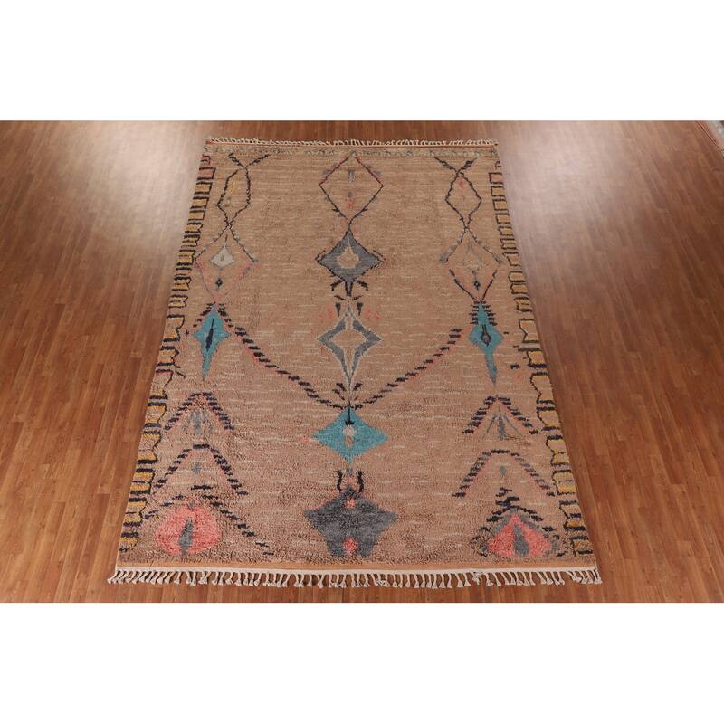 Plush Moroccan Oriental Area Rug Hand-Knotted Wool Carpet - 8'11" x 13'0"