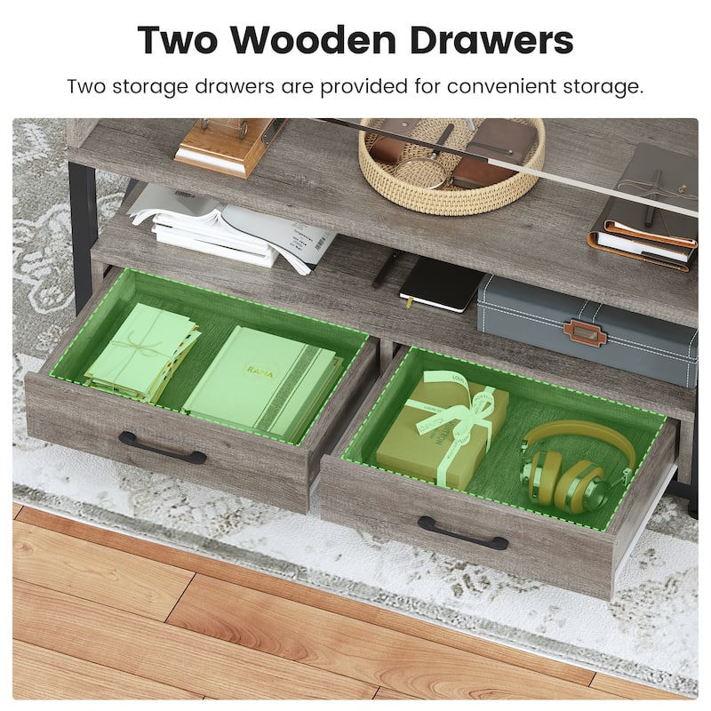 Coffee Table Lift Top 2 Drawers Hidden Compartment for Living Room