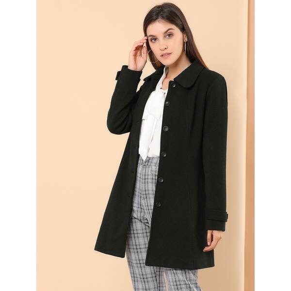 Allegra K Womens Peter Pan Collar Single Breasted Overcoat Winter Long Coat