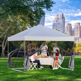 Outdoor Gazebo Pop Up Canopy with Removable Sidewalls Mesh Curtains ...