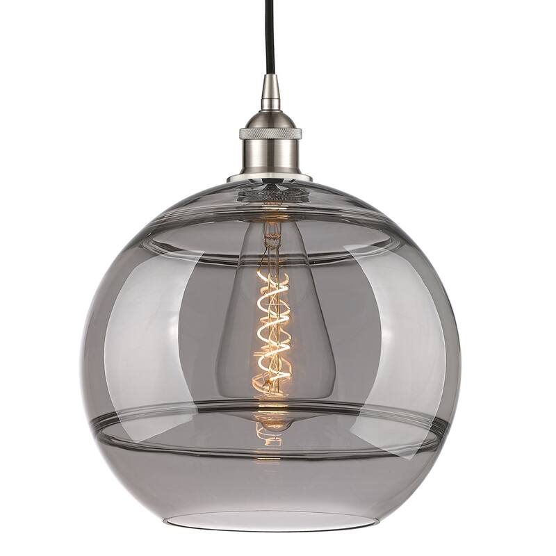 Innovations Lighting 616-1P 13 12 Rochester Pendant Rochester 12" Wide - Brushed Satin Nickel / Light Smoke