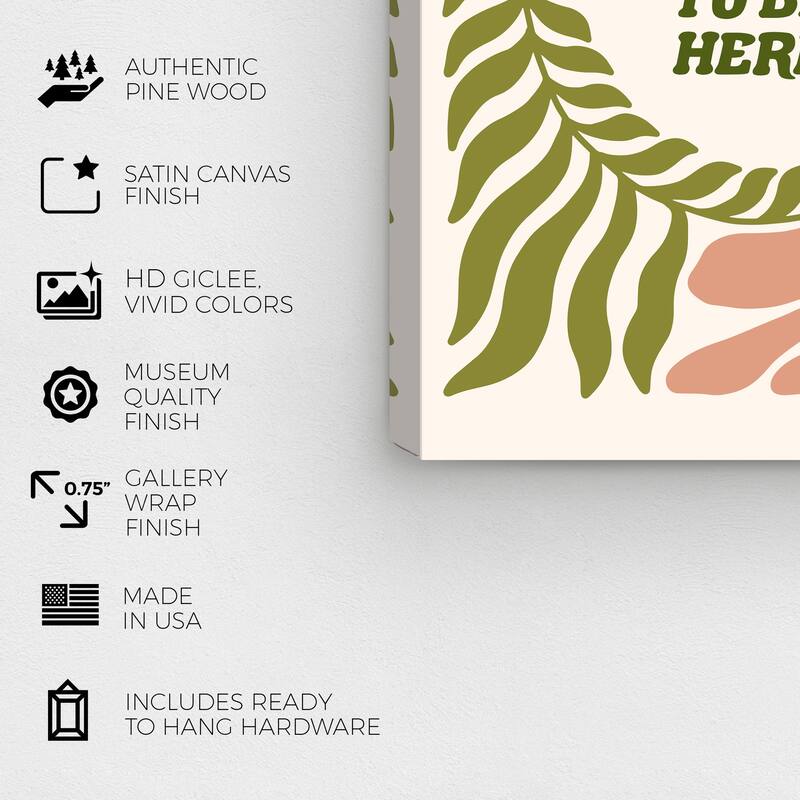 Wynwood Studio Canvas Floral and Botanical Happy to be Here Green and Army Green Modern & Contemporary Wall Art Canvas Print