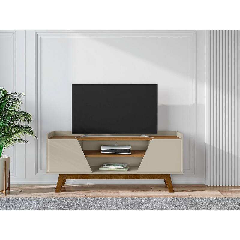 Manhattan Comfort Mid Century Marcus TV Stand - Greige and Nature