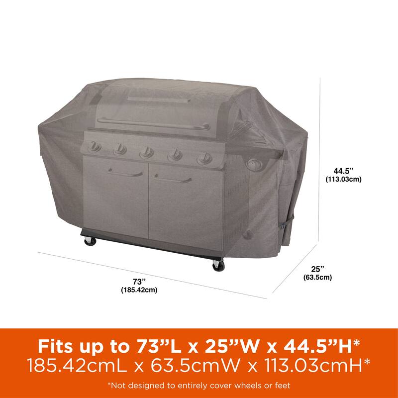 Modern Leisure Garrison Waterproof 5-6 Burner Grill Cover, 73" W x 25" D x 44.5" H, Heather Gray, Model