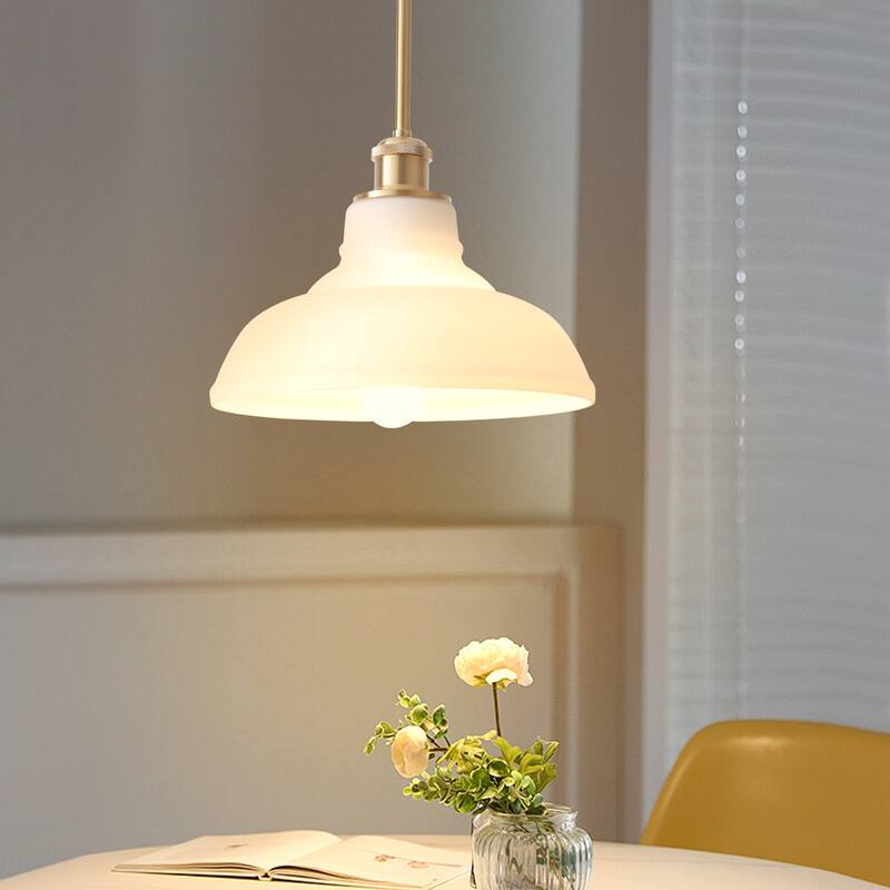 1-Light Farmhouse Metal Hanging Pendant Light Kitchen Island with Glass Cover for Dining Room