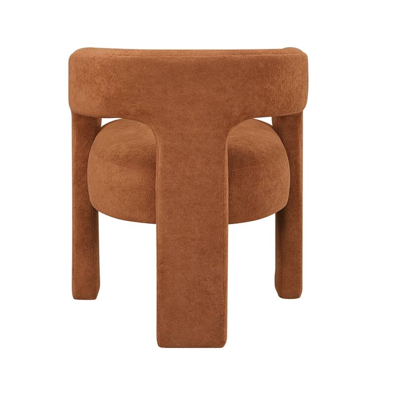 Modern Luxury Dining Furniture Elegant Side Chairs Set of 2 Orange Fabric Soft Boucle Plush Upholstery Comfortable