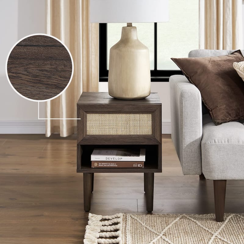 Mopio Haylee Night Stand, Side Table, End Table, Boho Farmhouse Modern Nightstand, Bedside Tables, Small Nightstand with Drawers