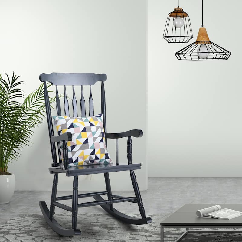 Outdoor Wooden Rocking Chair - Black