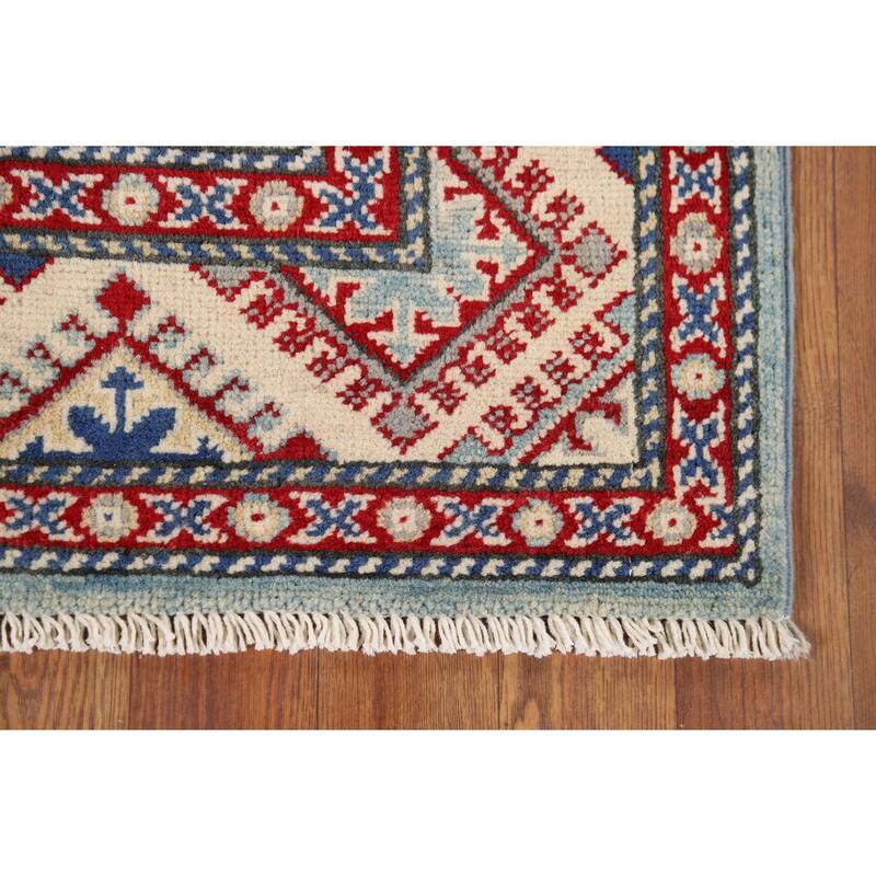 Light Blue Kazak Runner Rug Handmade Wool Carpet - 2'11" x 9'7"