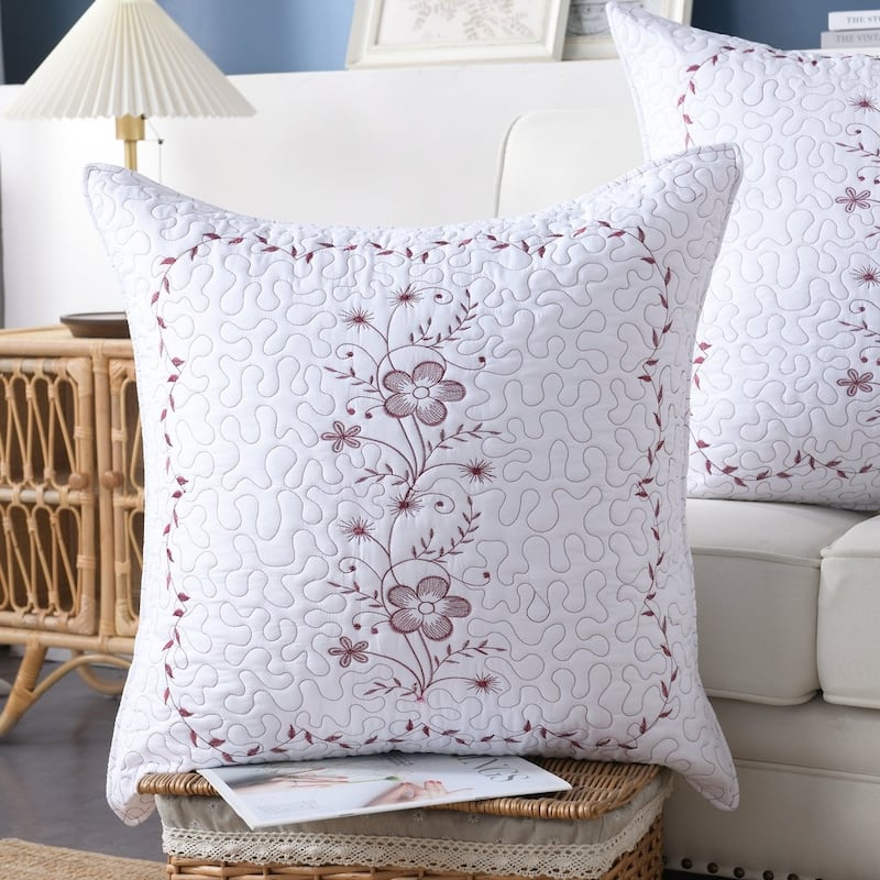 MarCielo 2 Pack Pillow Shams Throw Pillow Covers Euro Sham Embroidery