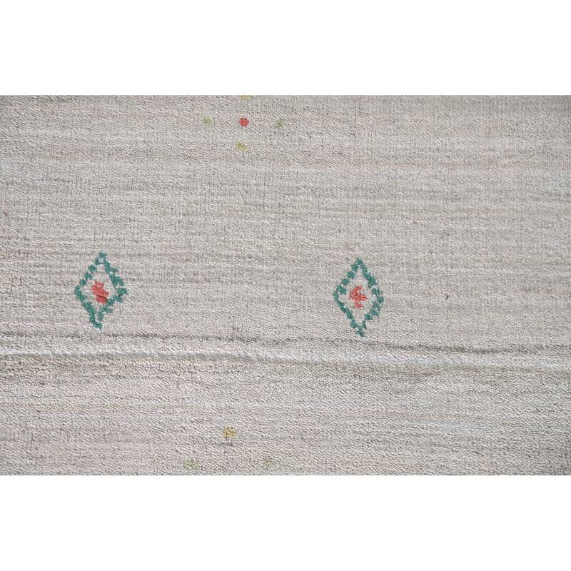 Gabbeh Indian Area Rug Handmade Tribal Beige Wool Carpet - 7'10"x 9'9"