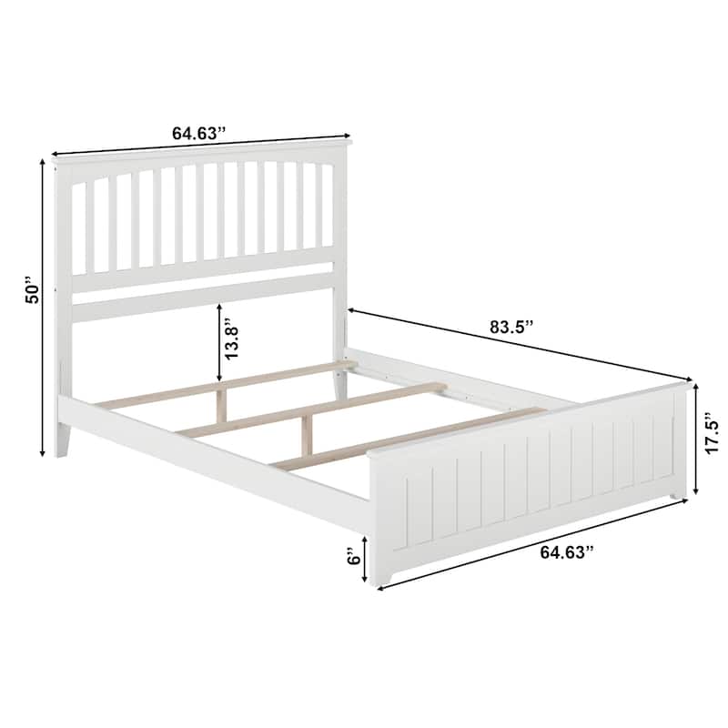 Mission Queen Foundation Bed Frame with Matching Footboard in White