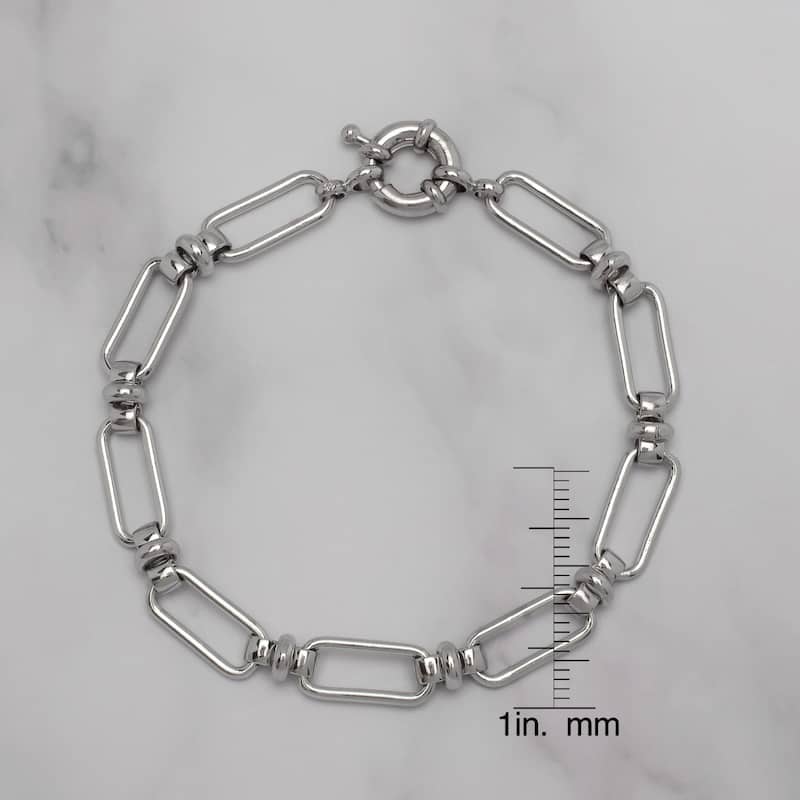 Victoria Townsend Silver Plated Paperclip Station Chain Bracelet