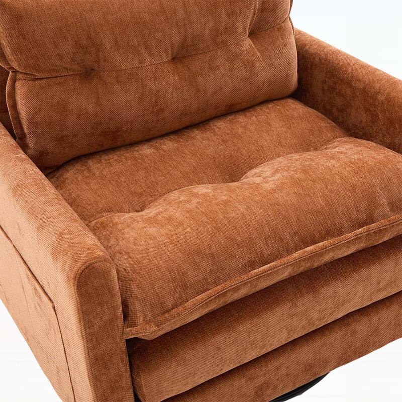 Swivel Barrel Chair - Mid Century Modern,Thick Padded,Metal Base