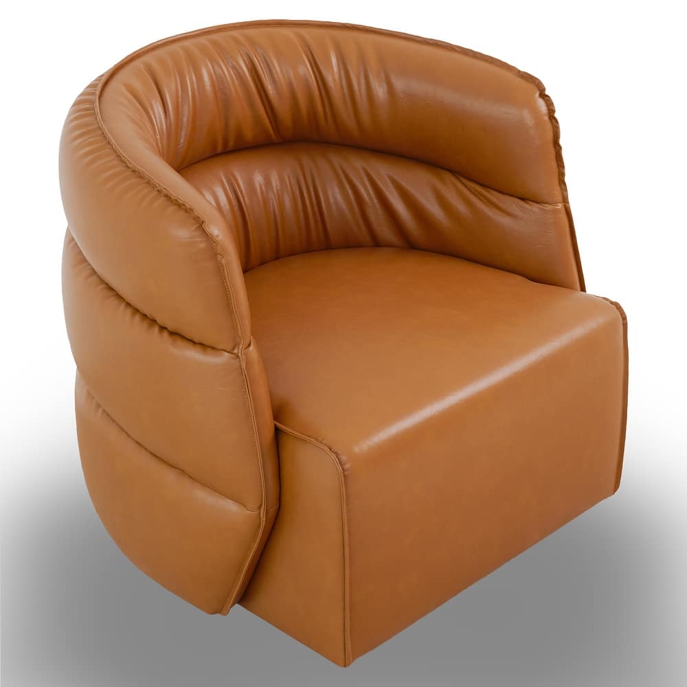 Maura Mid-Century Modern Upholstered Swivel Barrel Chair