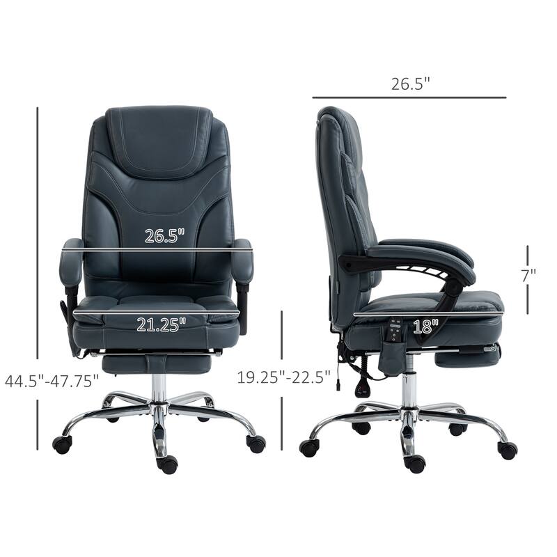 Vinsetto PU Leather Massage Office Chair with 6 Vibration Points, Heated Reclining Computer Chair