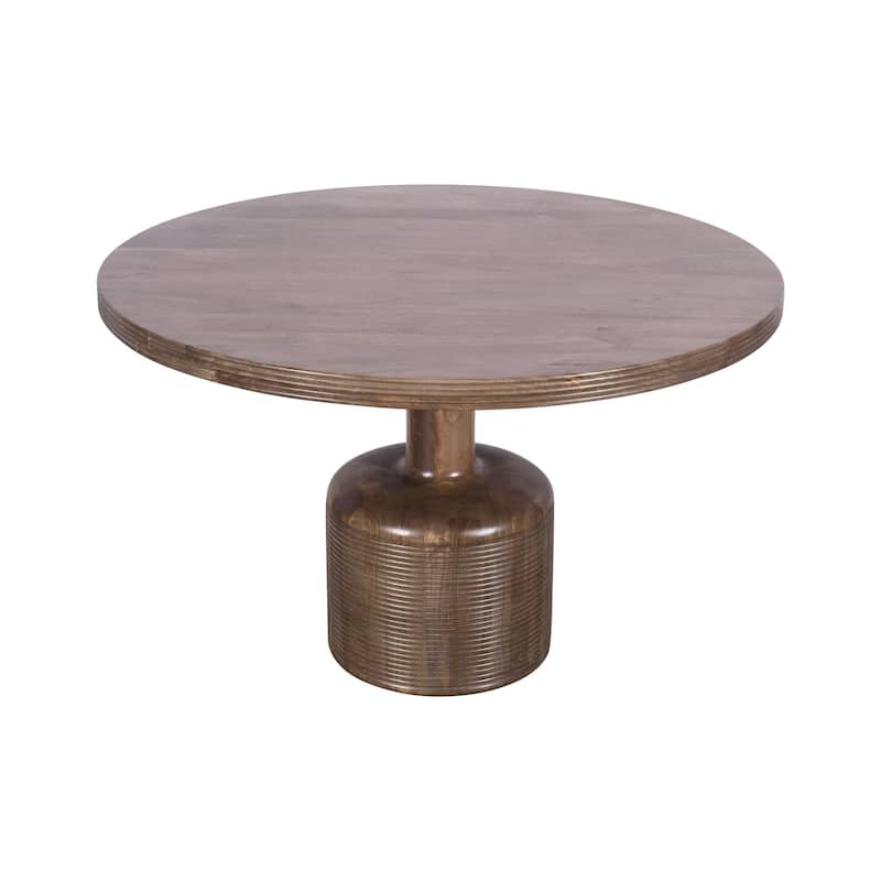 Rise 48 Inch Dining Table, Round Top, Pedestal Base, Rich Brown Wood - Brown